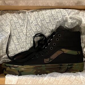 Vans Black and Green Camo High-Top Sneakers